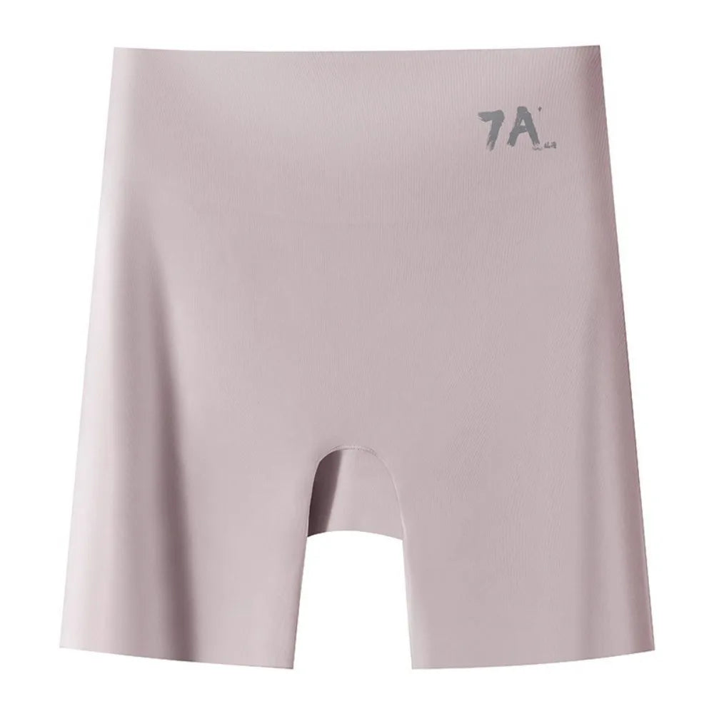 New High Waist Ice Silk Panties Tummy-Control Hip-Lifting Anti Friction Safety Pants Seamless Boxer Panties Women