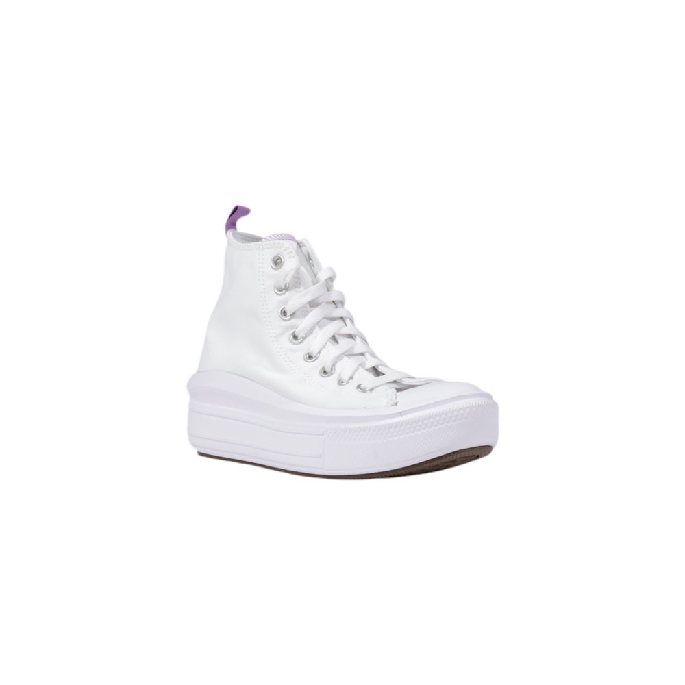 Converse White Fabric Platform Sneakers