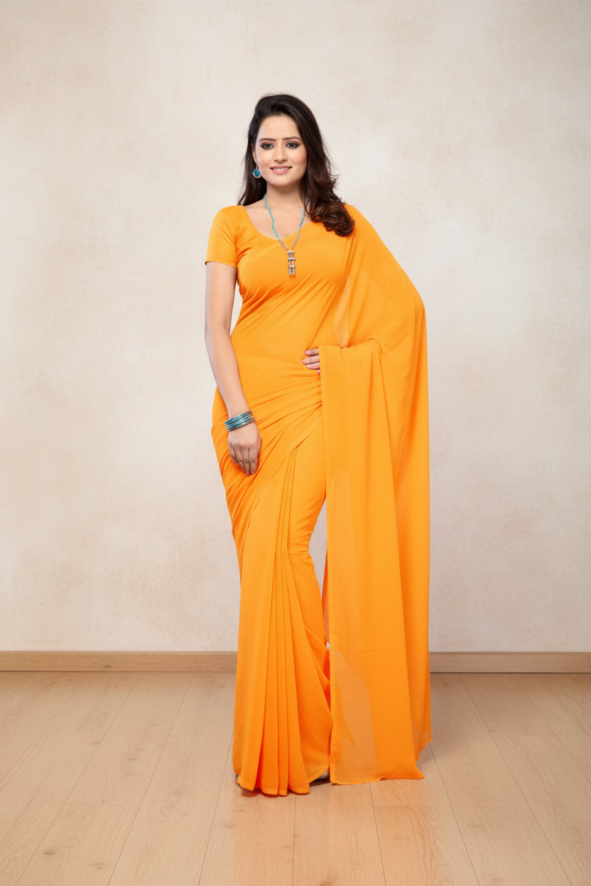 Plain Georgette Saree for Women