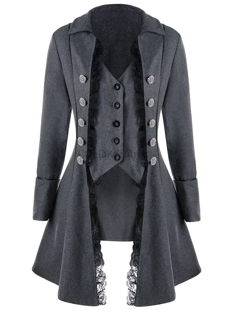 Winter Women's Jacket Gothic Steampunk Corset Halloween Costume Coat Victorian Tailcoat Jacket Medieval Pirate Woman Clothing