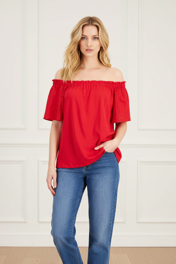 Charter Club Women Eyelet-Sleeve Off Shoulder Top