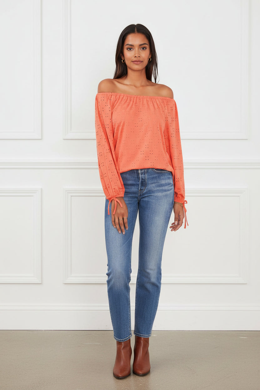 Sam Jess Women Eyelet Off Shoulder Top
