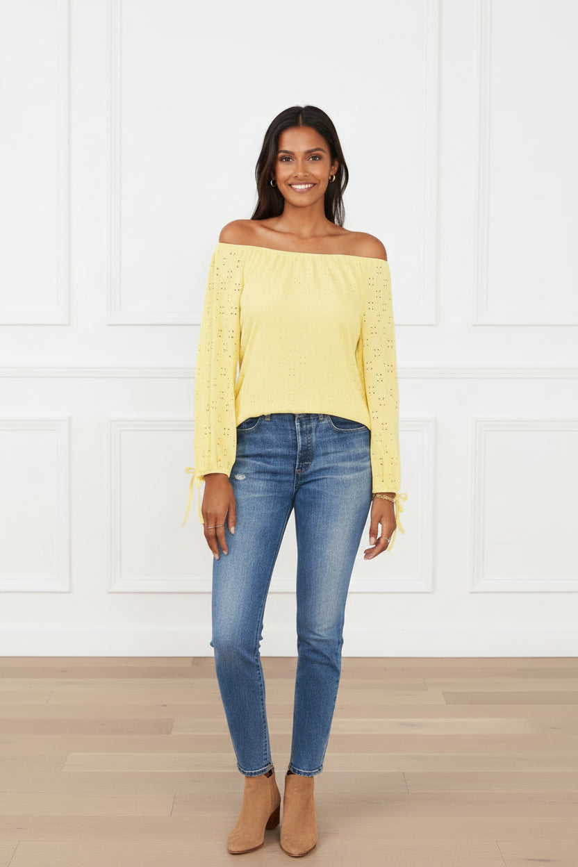 Sam Jess Women Eyelet Off Shoulder Top