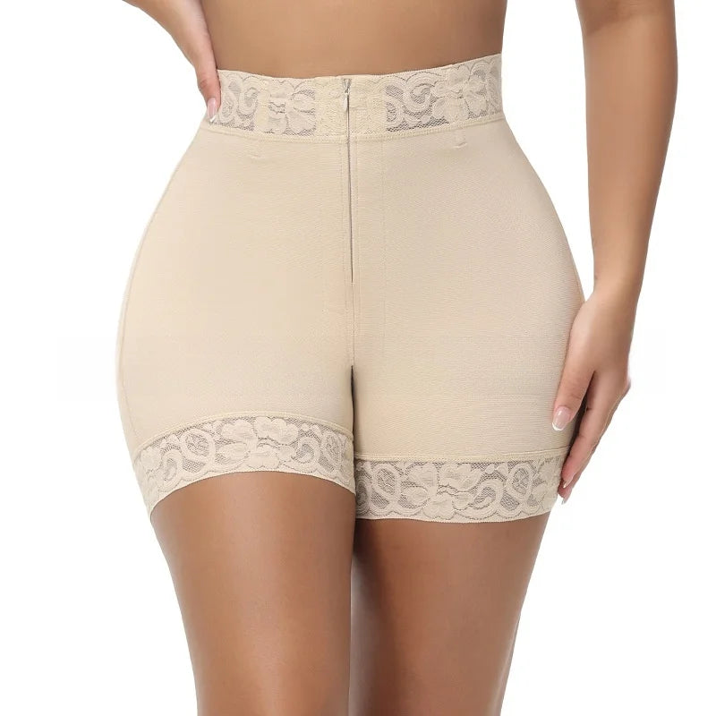High Waist Shapewear Briefs Tummy Control Lace Trim Boxer Briefs Beauty Body Shaping Underwear Large Size Waist Cincher