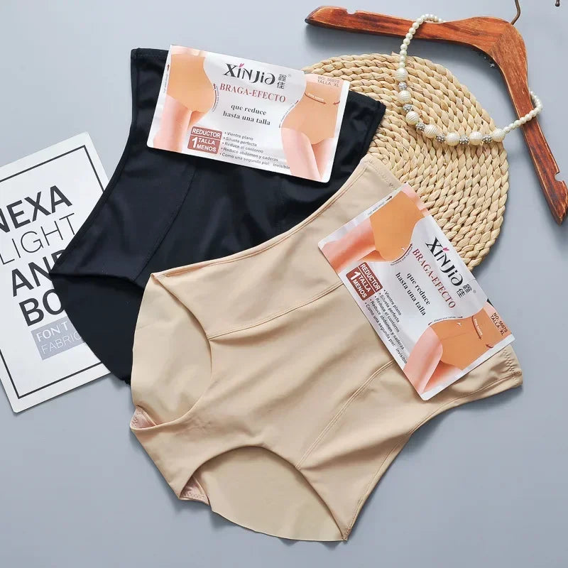 High Waist Lower Belly Contracting Underwear Women's Thin Ice Silk Seamless Waist Shaping Hip Lift Corset Shapers Pants