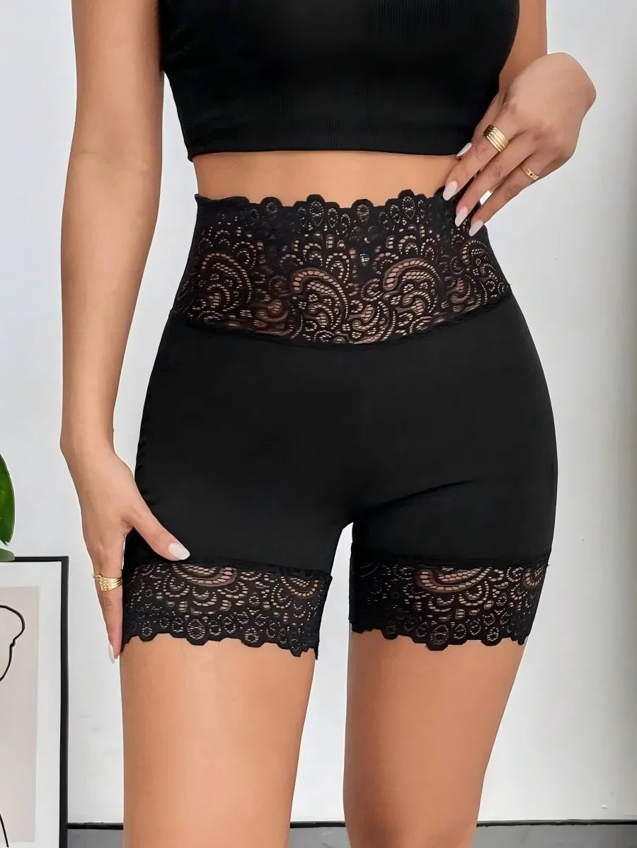 High Waist Lace Safety Shorts for Women Seamless Tummy Control Shapewear Under Skirt Breathable Cycling Underwear