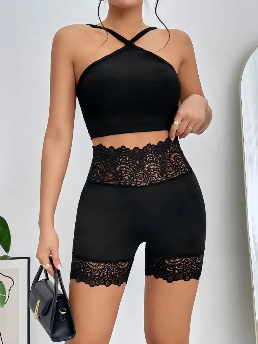High Waist Lace Safety Shorts for Women Seamless Tummy Control Shapewear Under Skirt Breathable Cycling Underwear