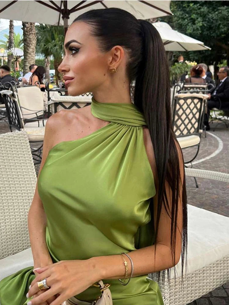 Sexy Satin Ribbon Party Dress Women
