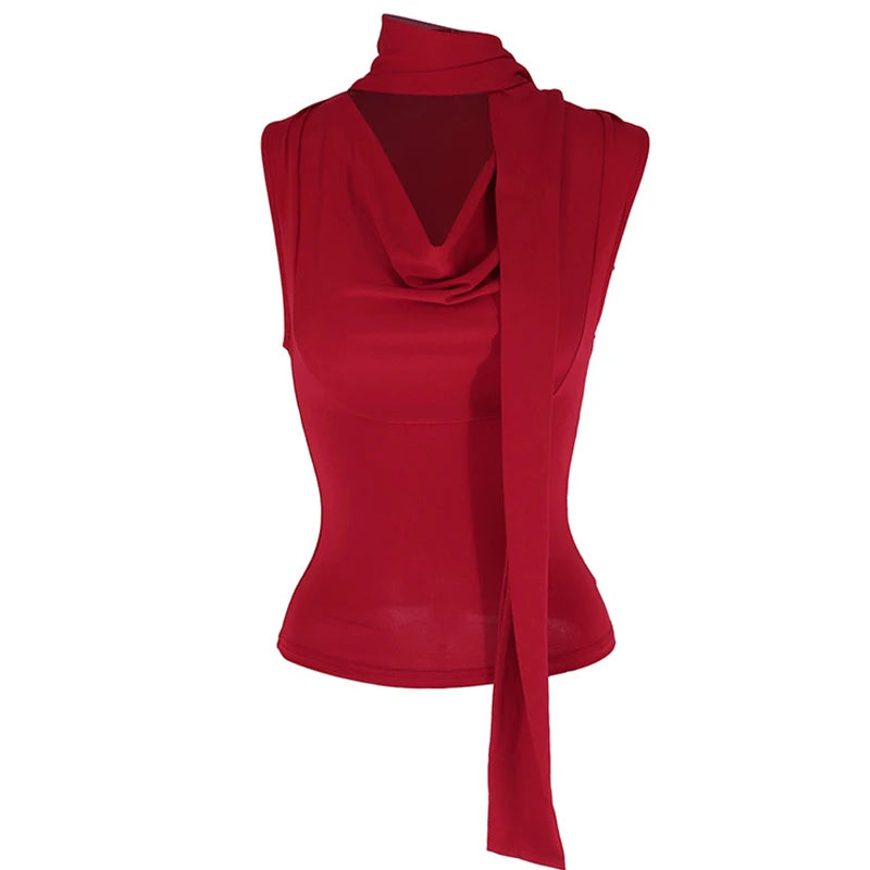 Sleeveless V-Neck Lady Top