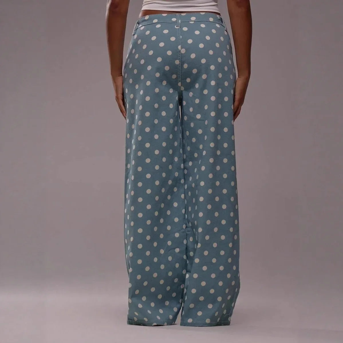 High Waist Polka Dot Wide Leg Jeans for Women