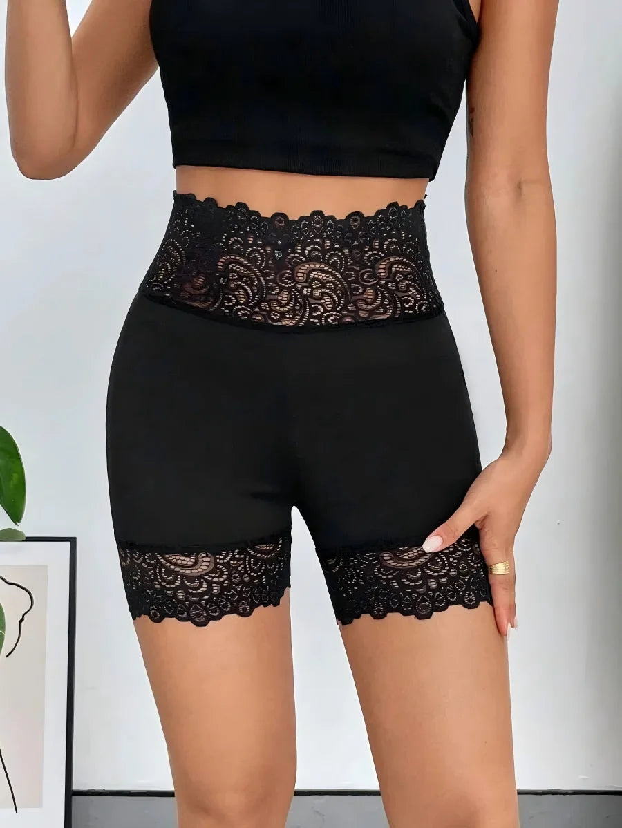 High Waist Lace Safety Shorts for Women Seamless Tummy Control Shapewear Under Skirt Breathable Cycling Underwear