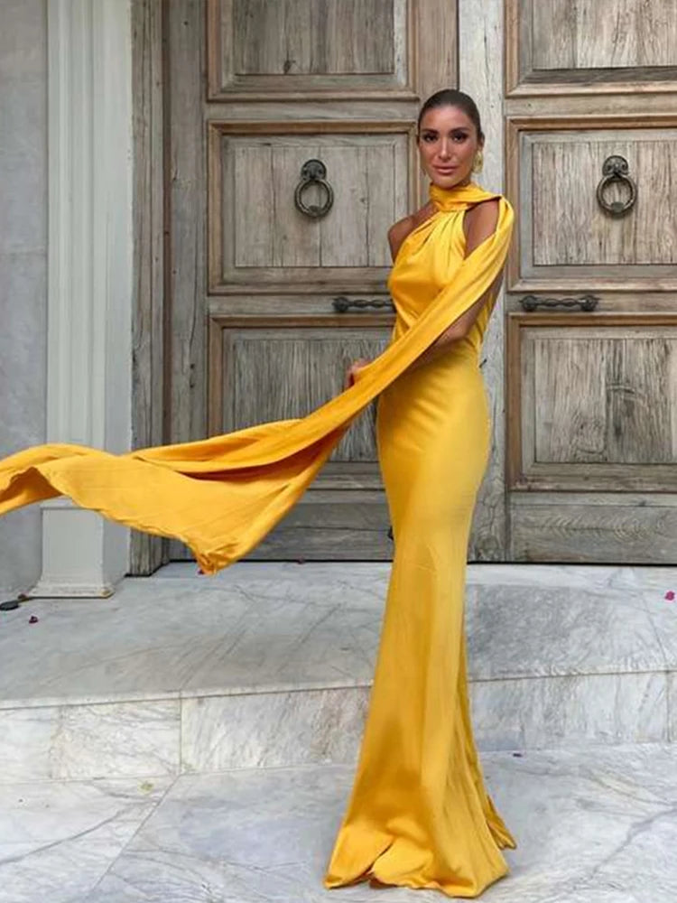 Sexy Satin Ribbon Party Dress Women