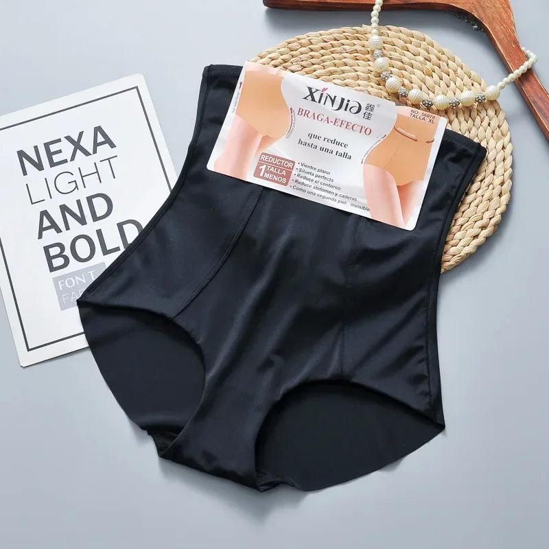 High Waist Lower Belly Contracting Underwear Women's Thin Ice Silk Seamless Waist Shaping Hip Lift Corset Shapers Pants