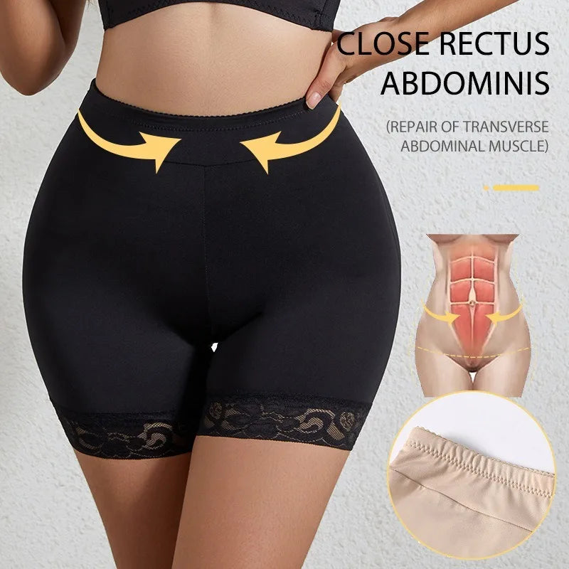 Plus Size High Waist Tummy Control Shapewear Panties Women Butt Lifter Hip Enhancer Seamless Breathable Lace Trim Underwear