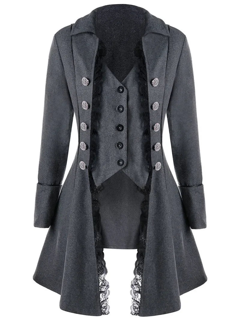 Winter Women's Jacket Gothic Steampunk Corset Halloween Costume Coat Victorian Tailcoat Jacket Medieval Pirate Woman Clothing