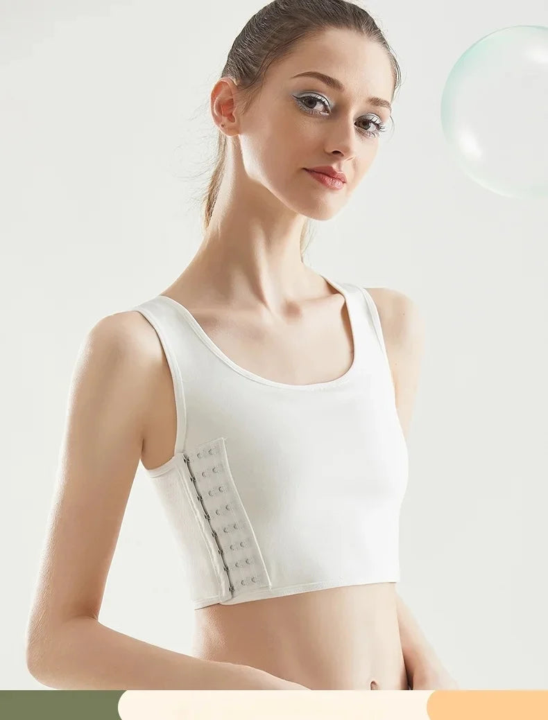 Women Breathable Chest Breast Binder Side Buckle Short Vest Tops Underwear Tank Wireless Wrap Bandages Flat Tomboy Seamless