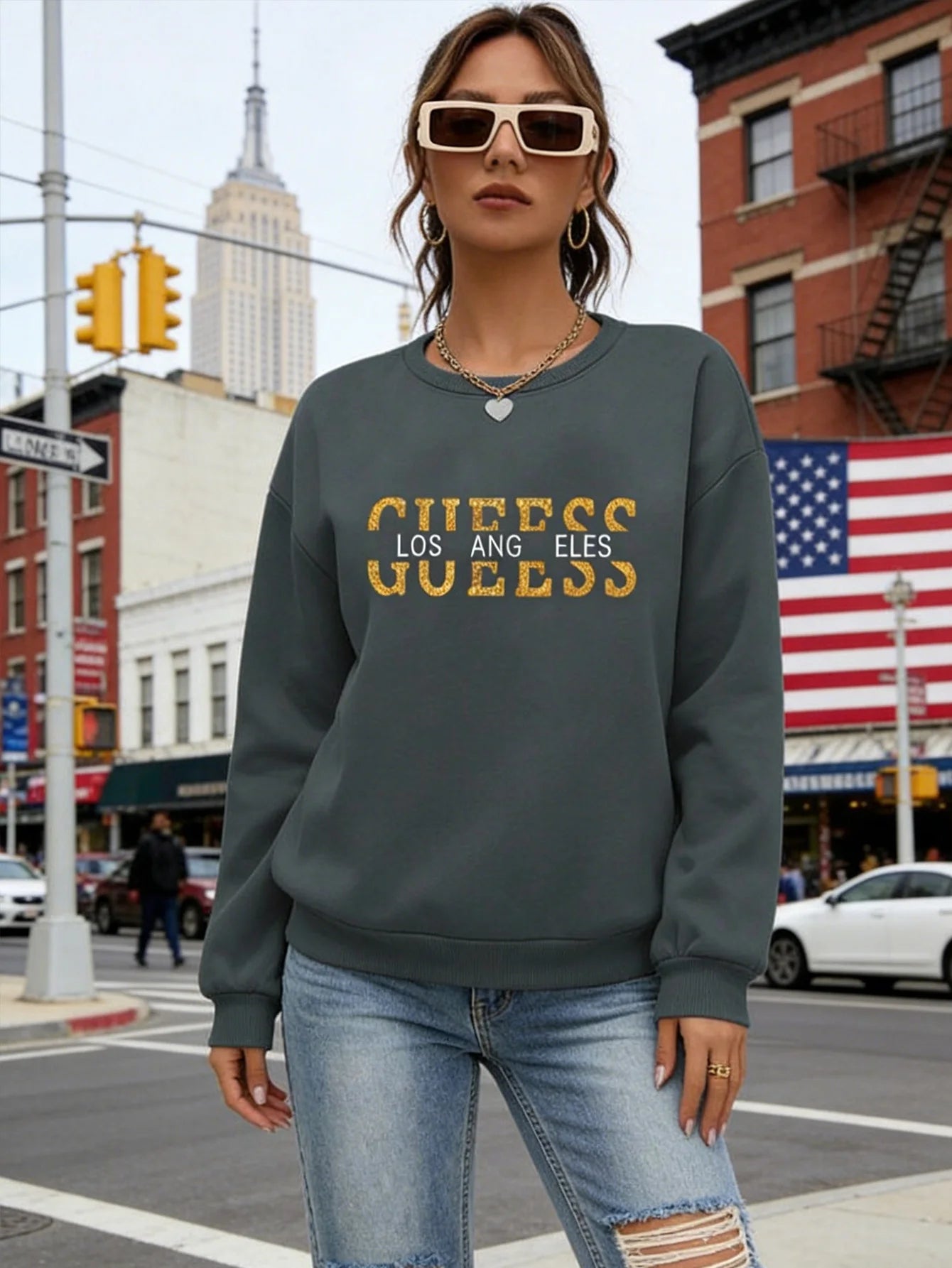 Retro Pattern Print Long Sleeve Sweatshirt