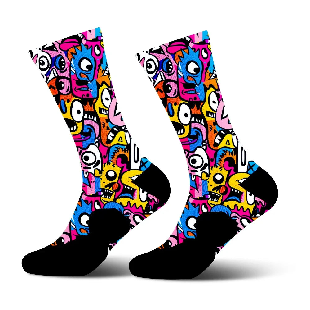 Colorful Mid Calf Cycling Socks for Men