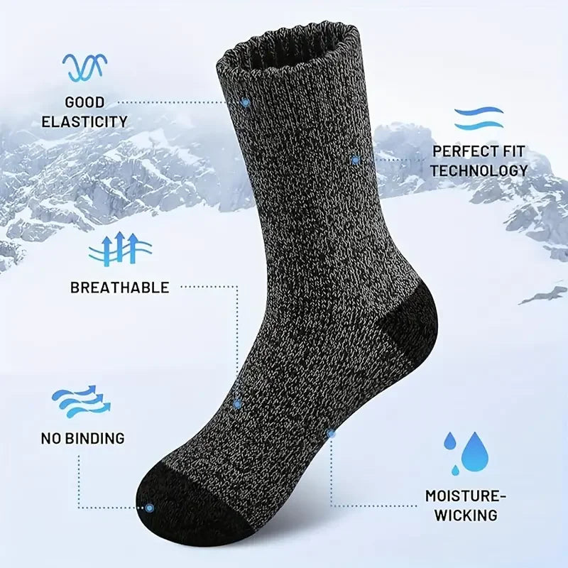 5 Pack Thick Merino Wool Thermal Socks for Men