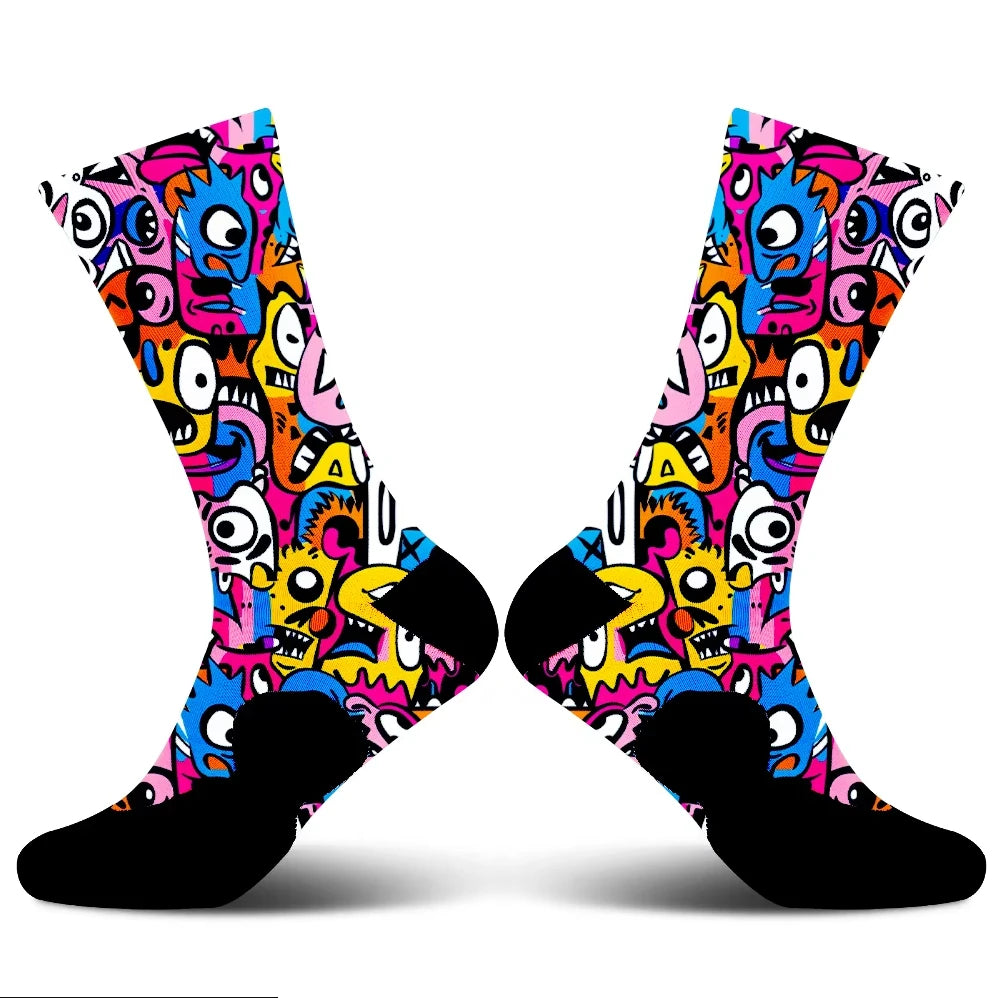 Colorful Mid Calf Cycling Socks for Men