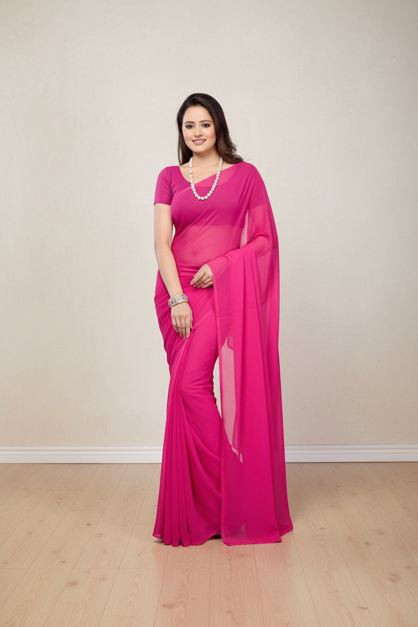 Plain Georgette Saree for Women