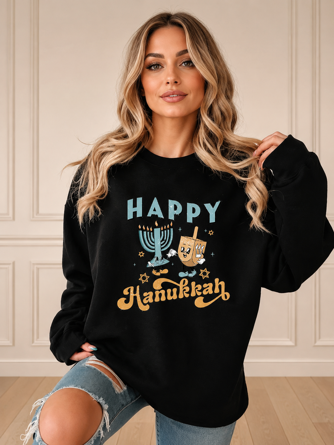 Women Happy Hanukkah Holiday Sweatshirt