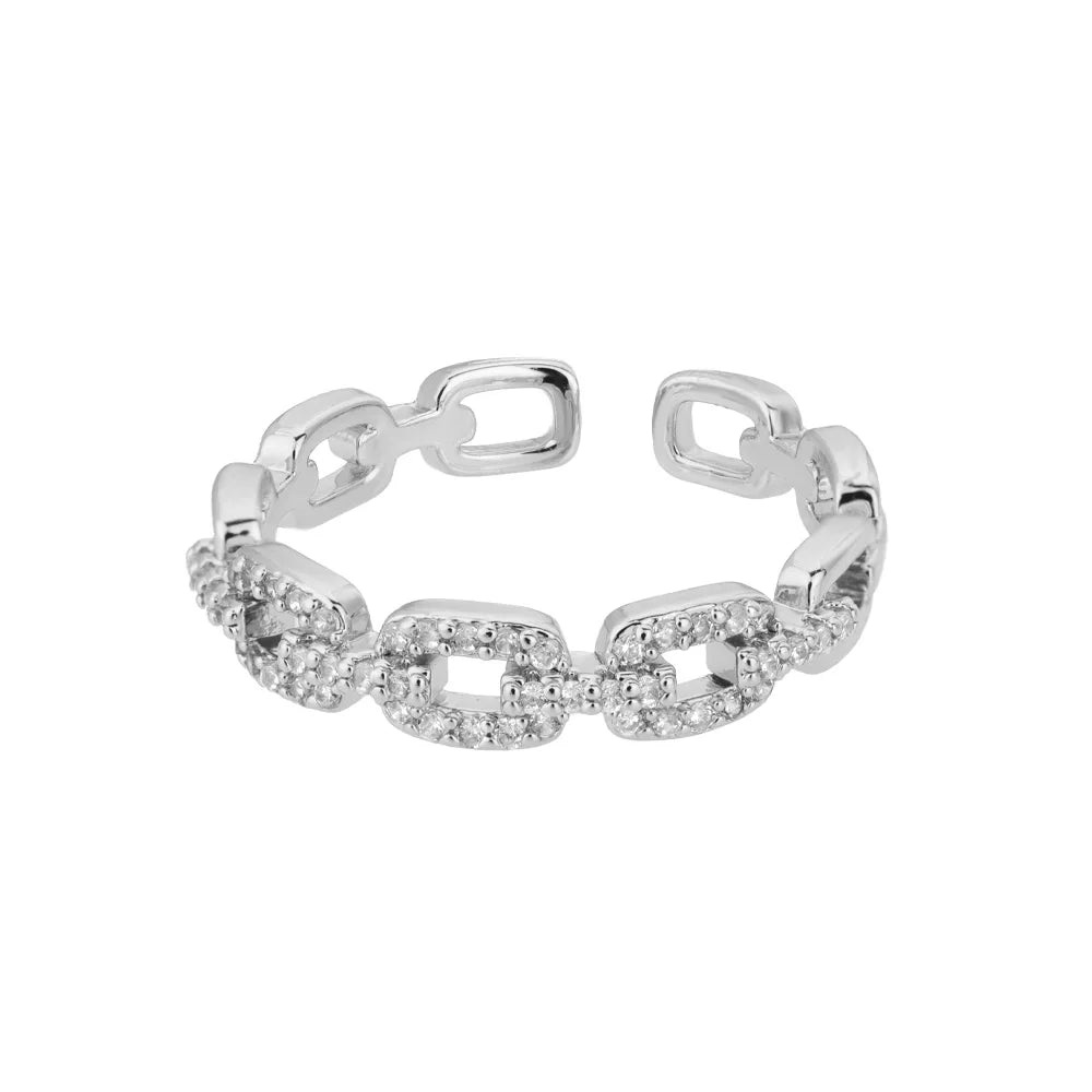 Women Classic Zircon Twist Chain Ring Fashion Jewelry