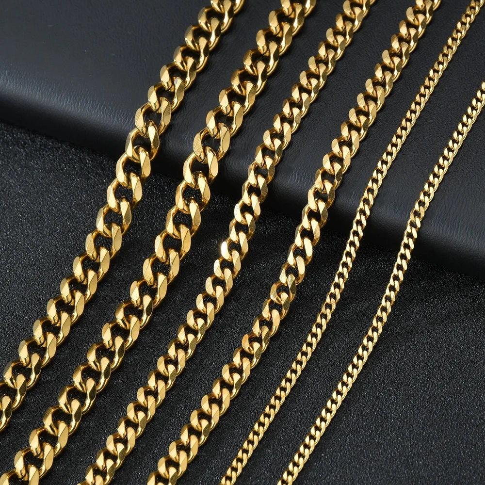Men Stainless Steel Cuban Link Chain Necklace