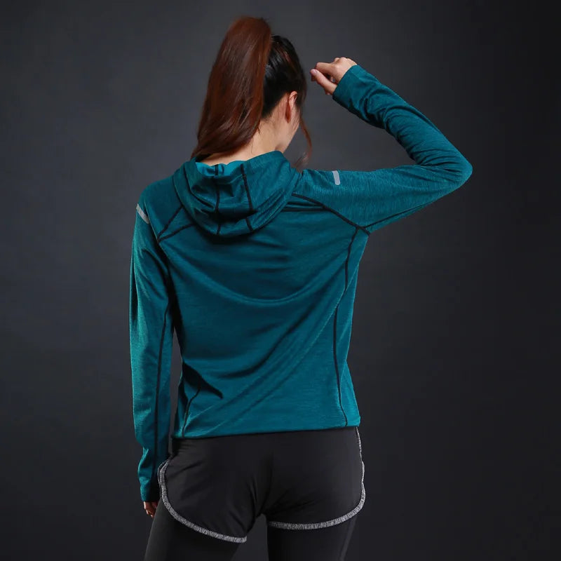 Women Quick Dry Sports Jacket Long Sleeve Running Hoodie Activewear