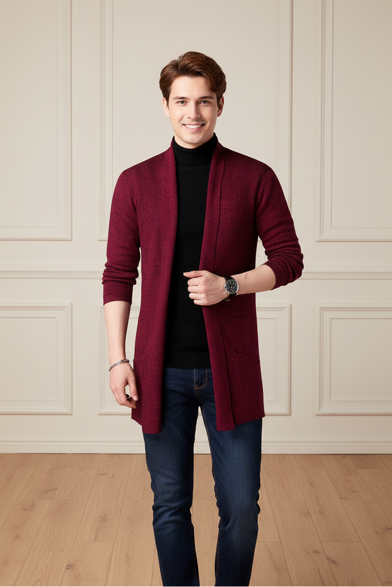 Men Knitted Cardigan Sweater Coat