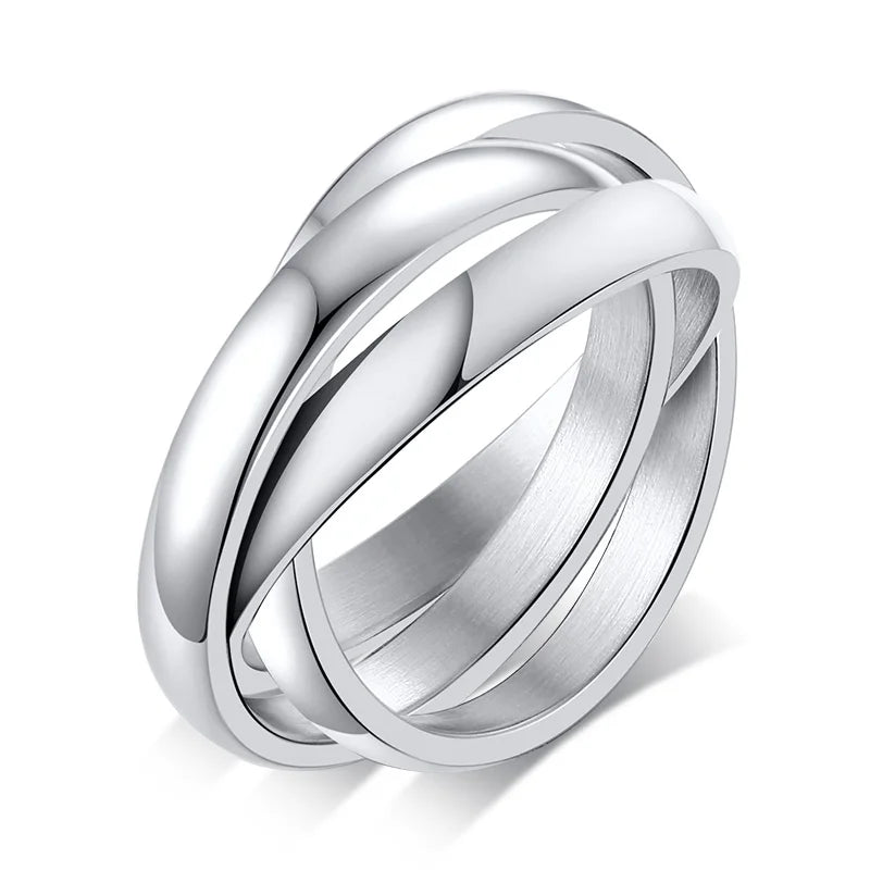Men Stainless Steel Interlocked Triple Ring