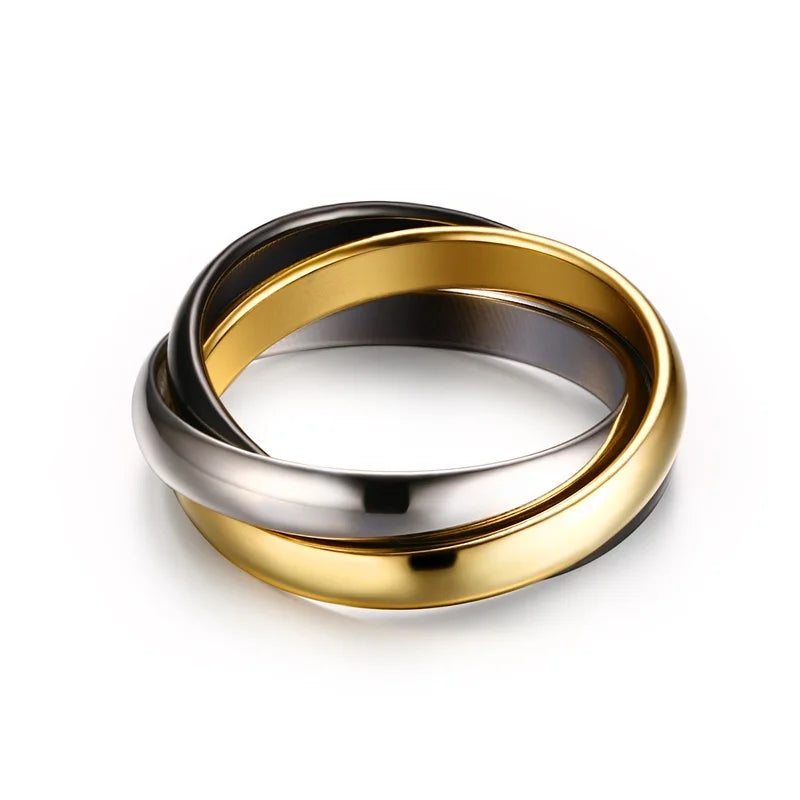 Men Stainless Steel Interlocked Triple Ring