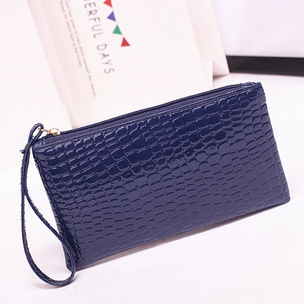 Long PU Leather Wristlet Wallet for Women