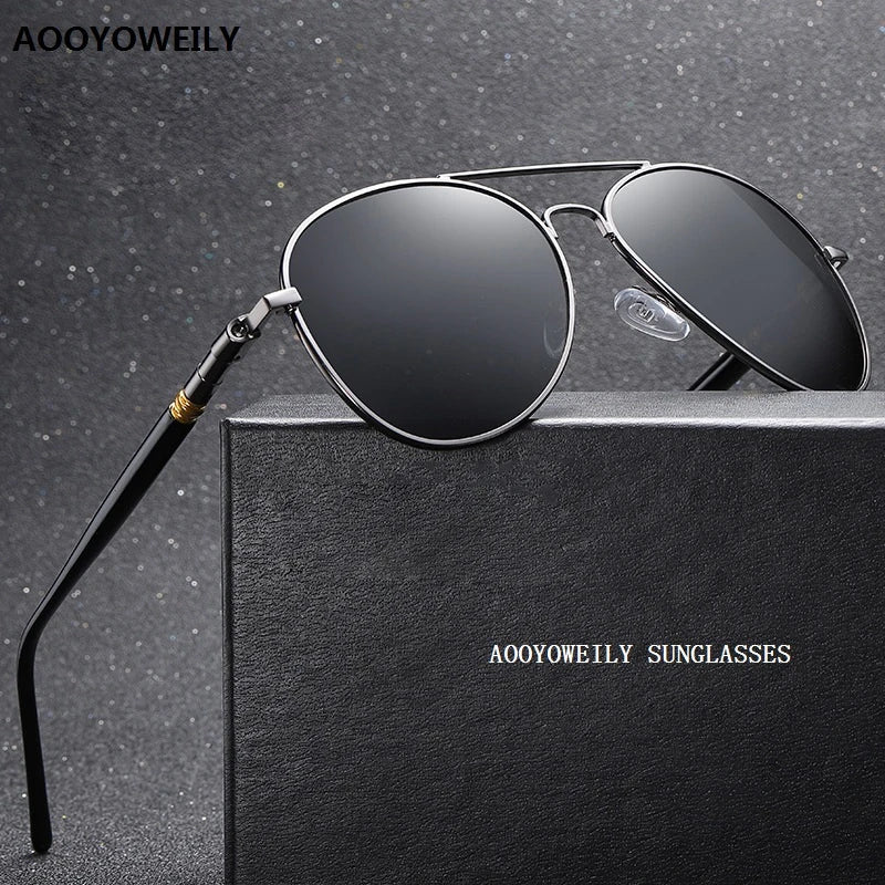 Men Vintage Black Pilot Designer Driving Sunglasses
