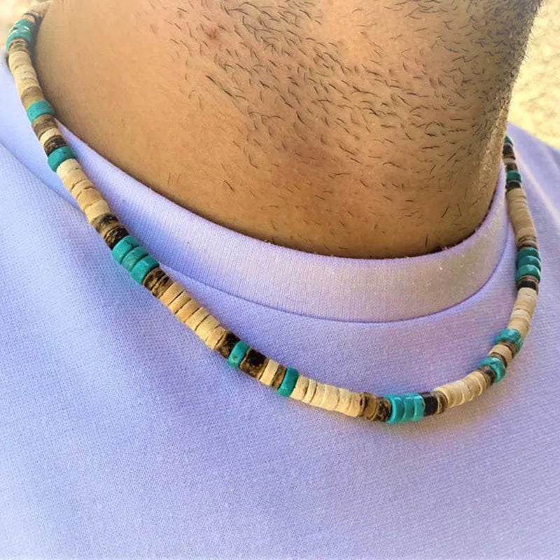 Men African Wooden Beaded Necklace