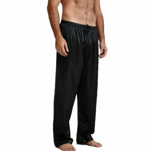 Men Silk Satin Pajama Pants Loose Sleepwear Trousers