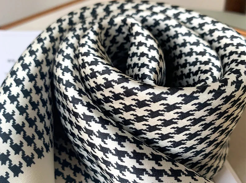 Women Silk Satin Printed Square Hijab Scarf Luxury Shawl
