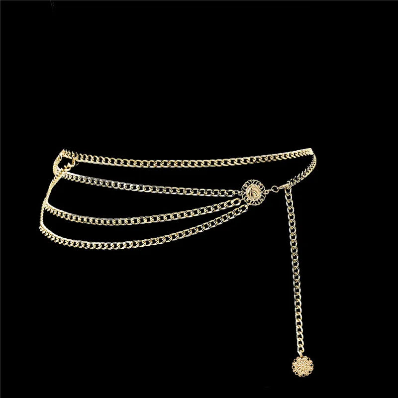 Women Multilayer Tassel Coin Waist Chain Body Jewelry
