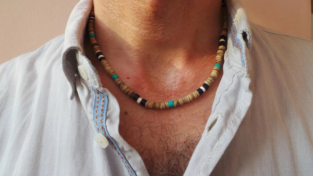 Men African Wooden Beaded Necklace