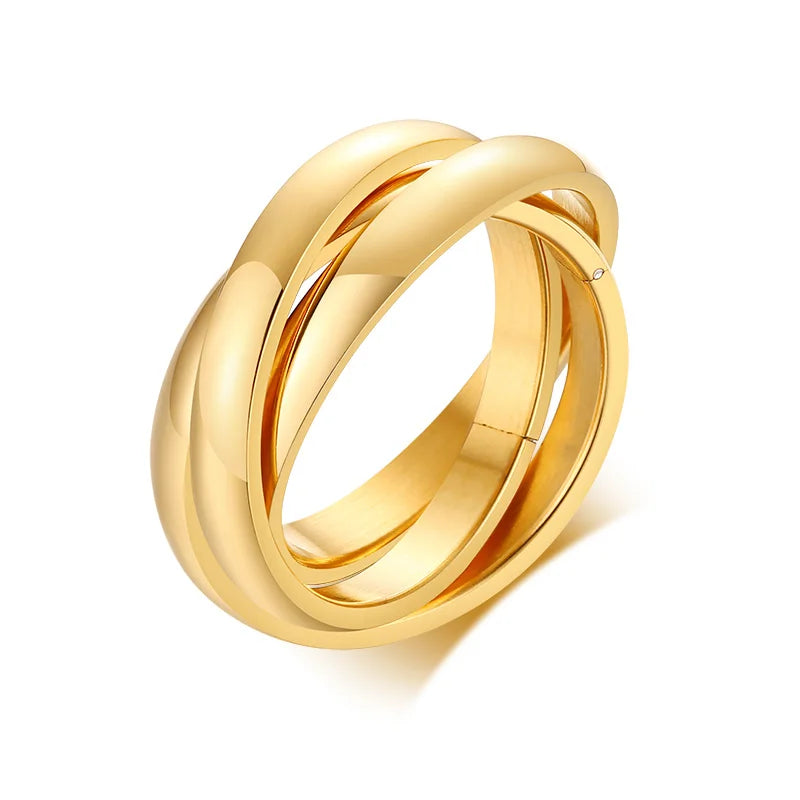 Men Stainless Steel Interlocked Triple Ring