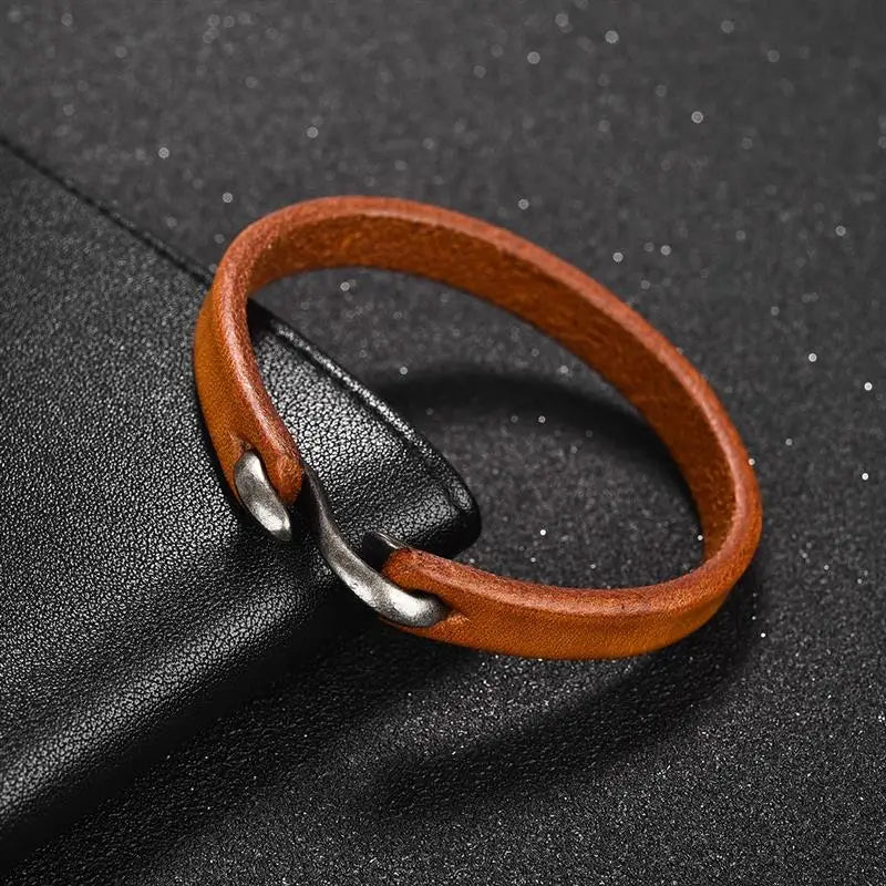 Men Genuine Leather Retro Cuff Bracelet
