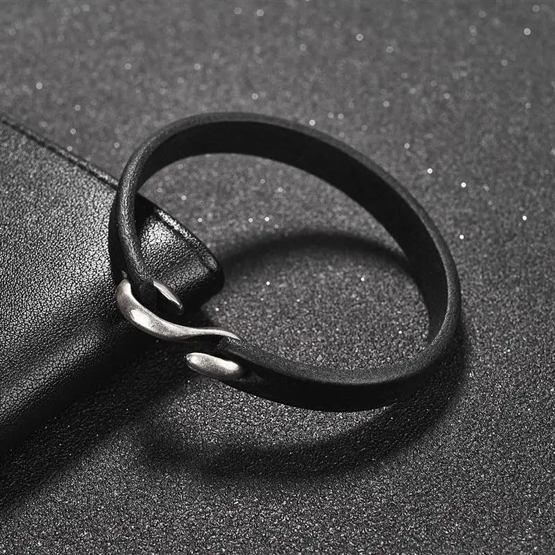 Men Genuine Leather Retro Cuff Bracelet