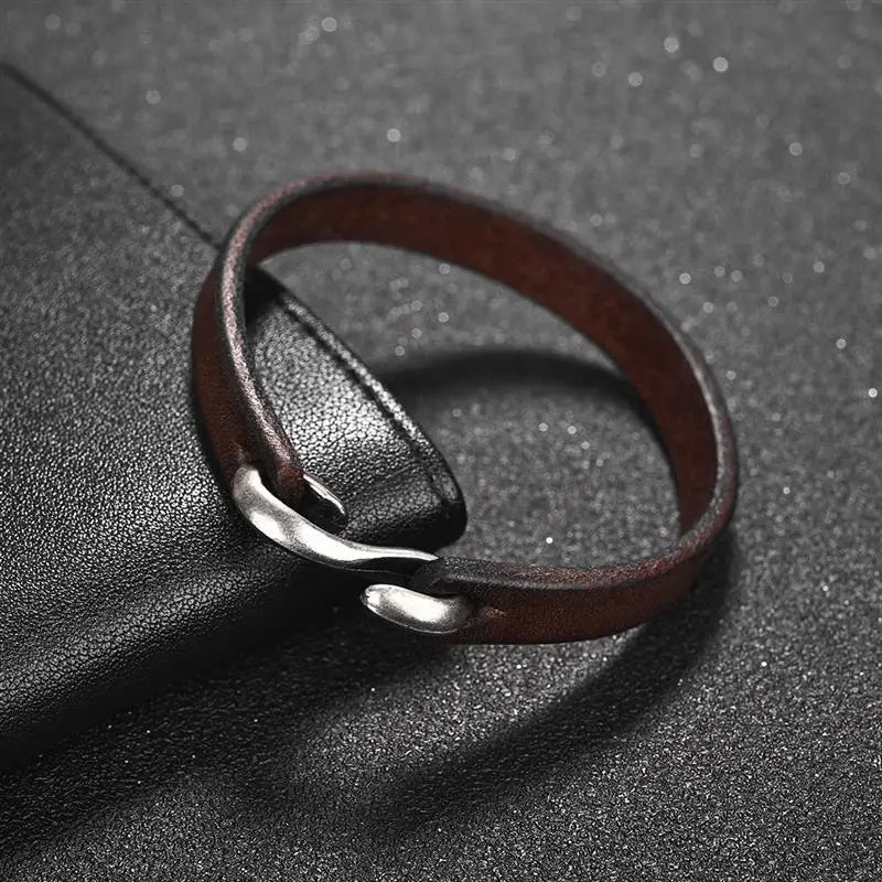 Men Genuine Leather Retro Cuff Bracelet