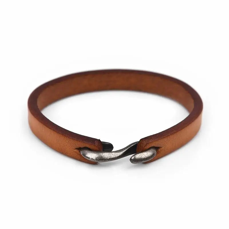Men Genuine Leather Retro Cuff Bracelet