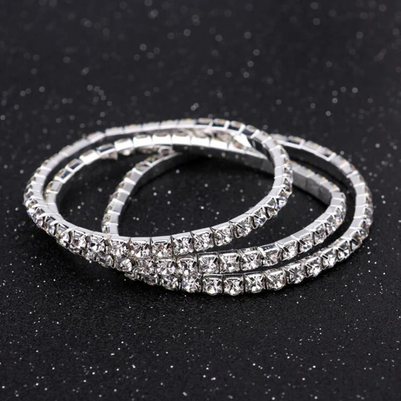 Women Crystal Elastic Chain Bracelet Wedding Jewelry