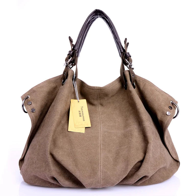 Large Capacity Canvas Tote Crossbody Bag for Women