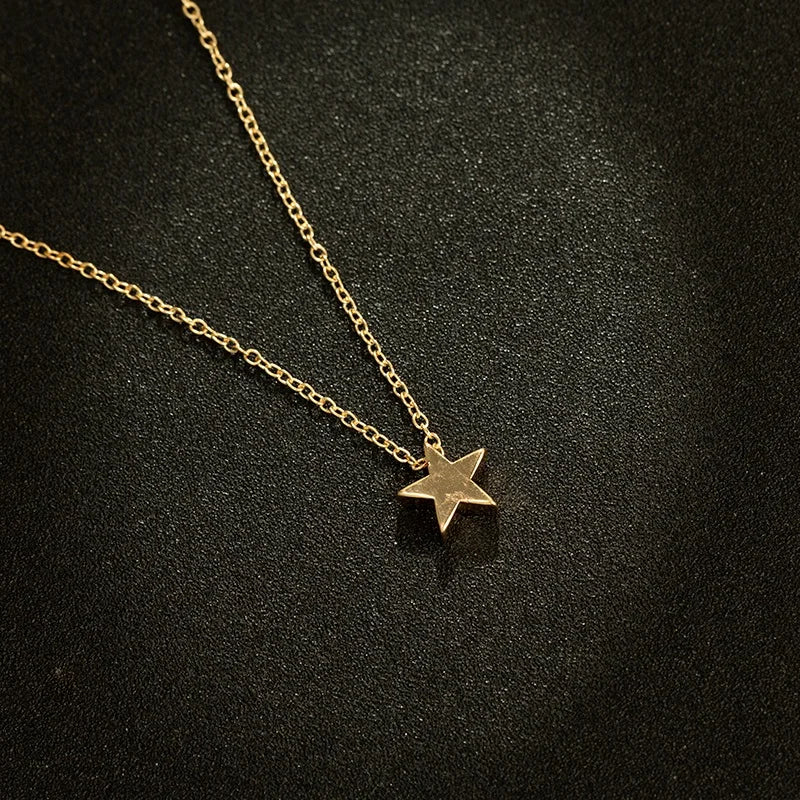 Women Fashion Gold and Silver Star Pendant Clavicle Necklace