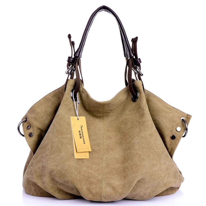 Large Capacity Canvas Tote Crossbody Bag for Women