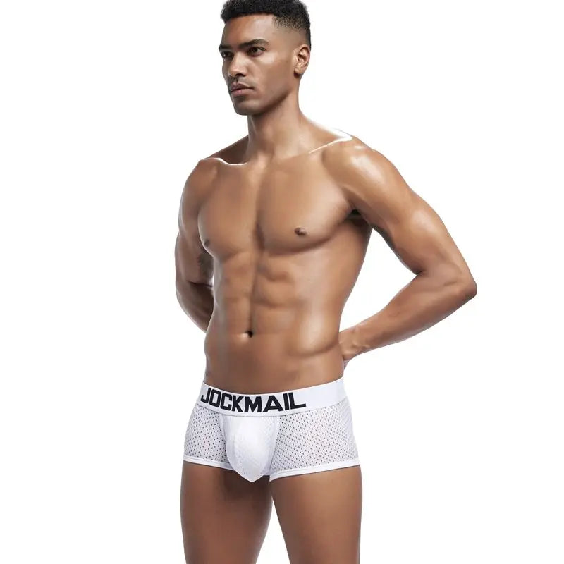 Jockmail Mesh Breathable Men Boxer Trunks Underwear