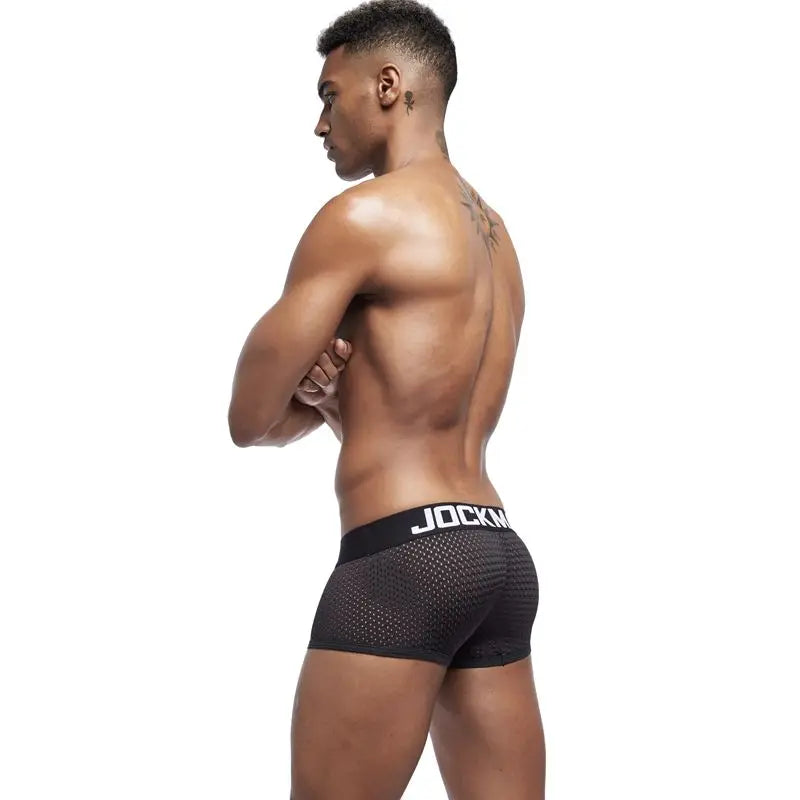 Jockmail Mesh Breathable Men Boxer Trunks Underwear